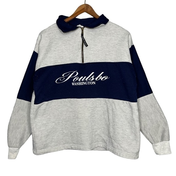 VINTAGE Poulsbo Washington 1/4 Zip Up Sweater - Picture 1 of 11
